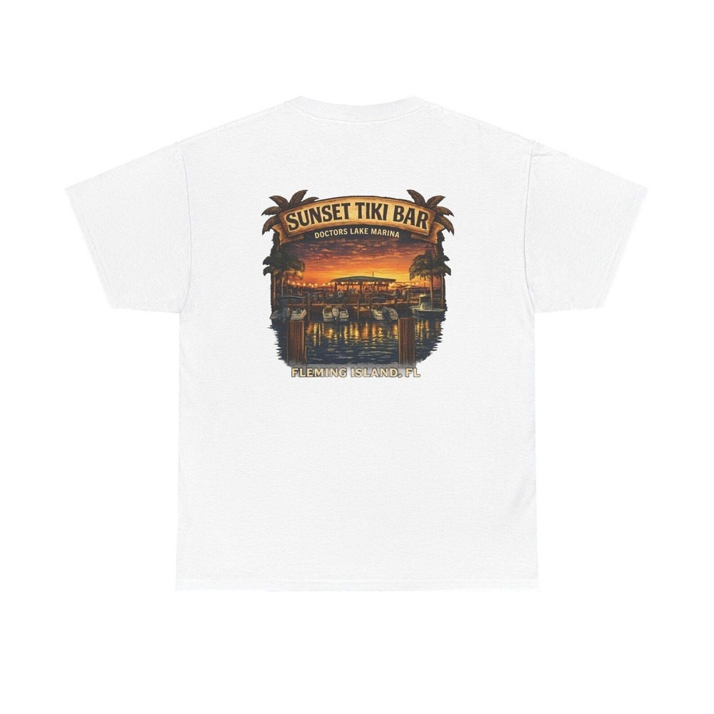 Sunset Tiki Bar TShirt - Unisex Heavy Cotton Tee